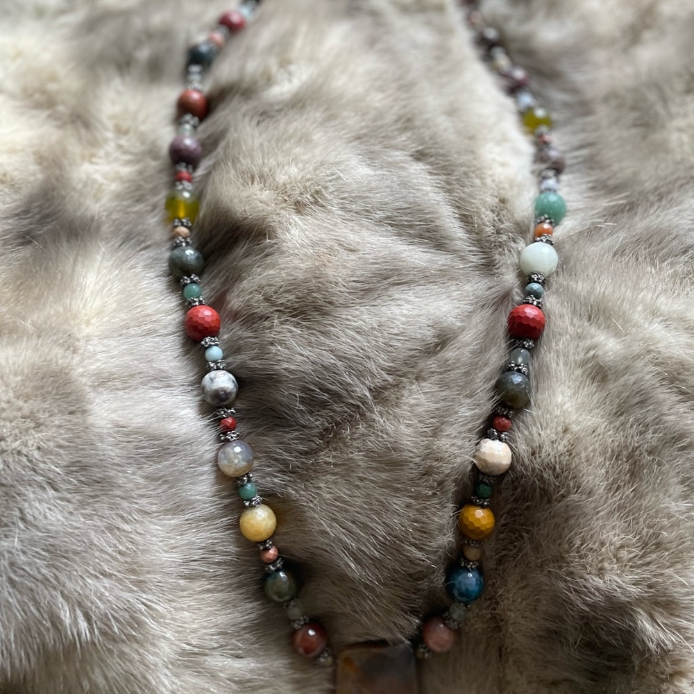 Authentic Multiple Stone Necklace With Charm, Ori… - image 2